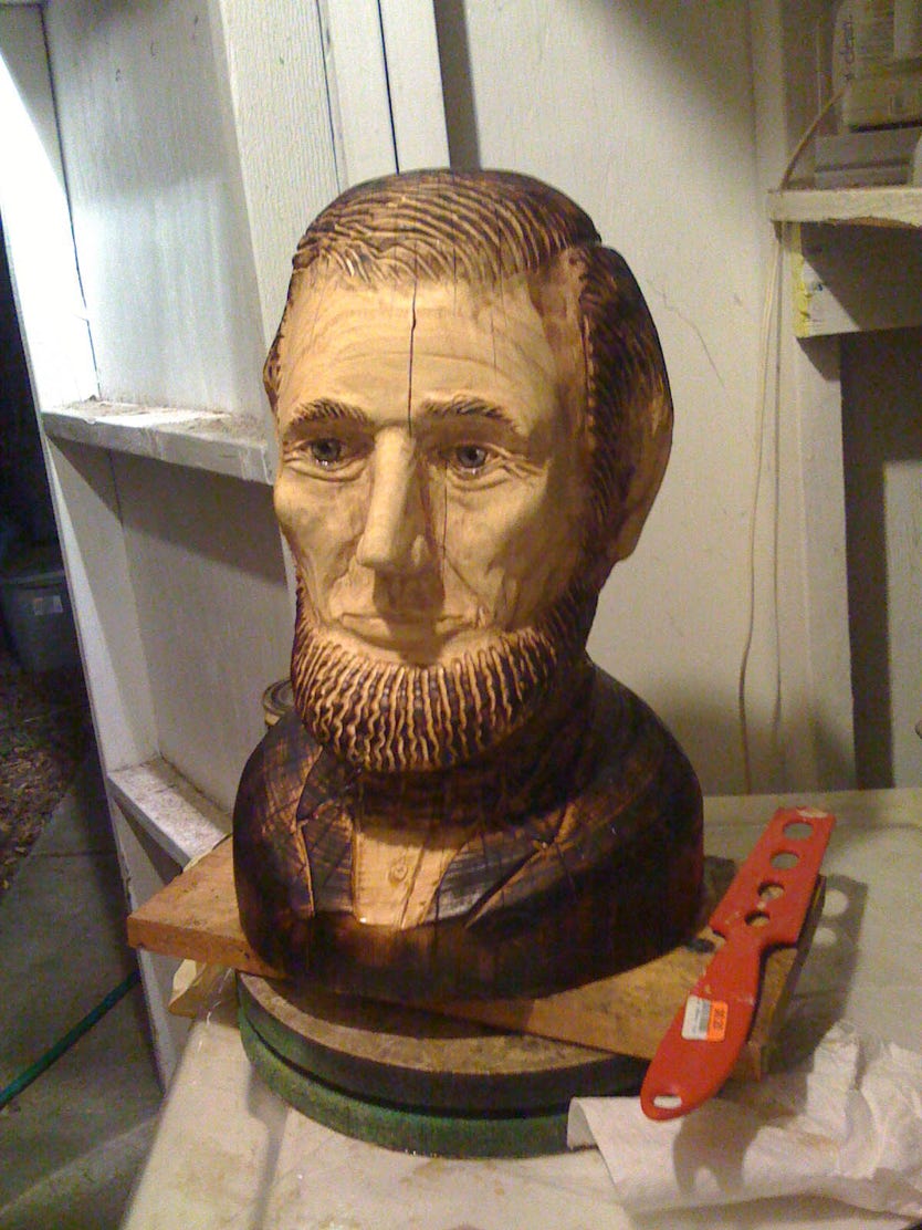 abraham lincoln, Casey, Woodcarving, Wood carving, Chainsaw Wood Carving,  Chainsaw Woodcarving, Sculpture, Art, Realism, #LLAP, Chainsaw Casey, Casey Woodcarving, Casey Wood Carving, Woodworking