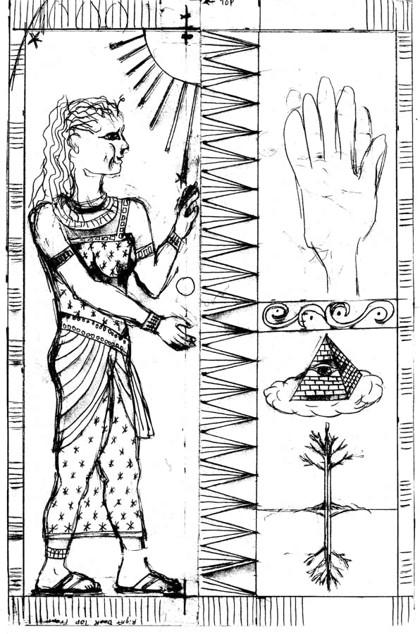 Tooled Brass Egyptian Shrine Design Pic