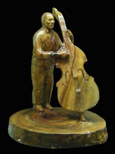 Eugene Wright of the Dave Brubeck Quartet and his Bass.  Sculpture of Eugene Wright of the Dave Brubeck Quartet